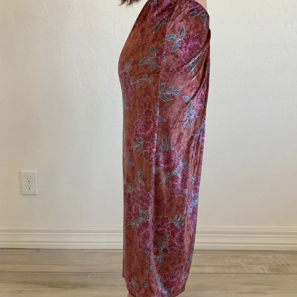 Free People Poets Velvet Sarong Skirt, Size XS, in a Rust Combo, boho - Picture 2 of 9